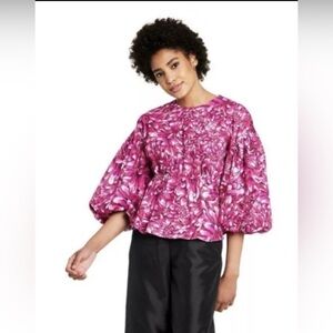 Kika Vargas x Target Mum Floral Scallop Back Blouse Top Size XXS NWT